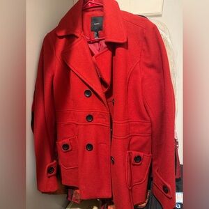 Forever 21 Bold Red Pea Coat